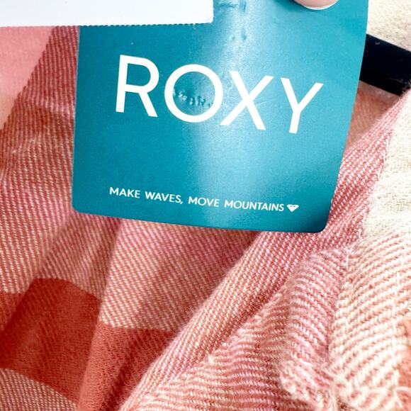 Roxy Let It Go Flannel Long Sleeve Button Up Shirt Boyfriend Fit Size XS NWT - Picture 8 of 12